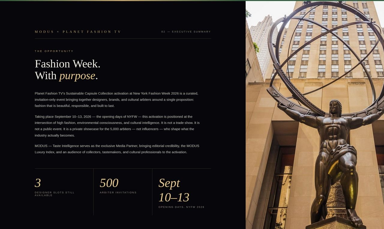Planet Fashion TV × MODUS — NYFW Sept 2026